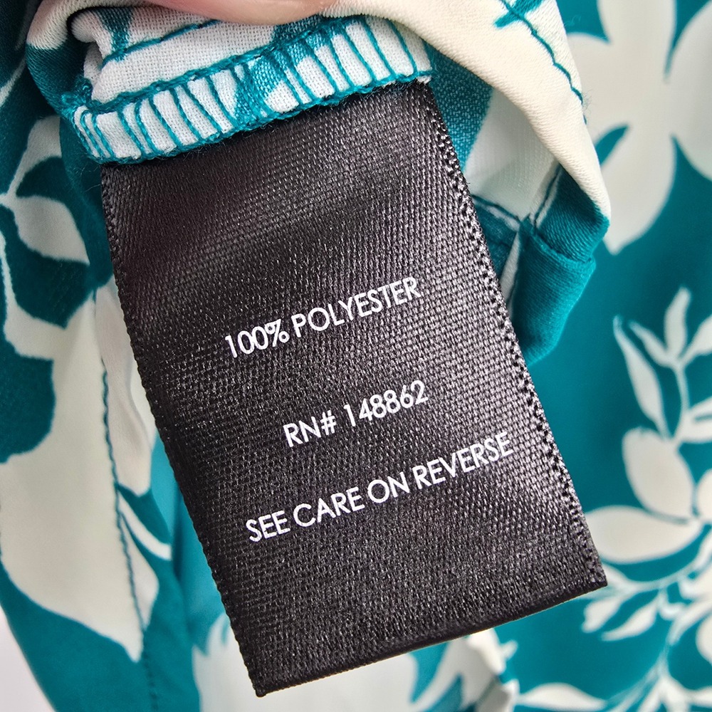 New Torrid Harper Teal Green White Floral Flutter‎ Sleeve Blouse Size 00 M/L 10 - Picture 10 of 11